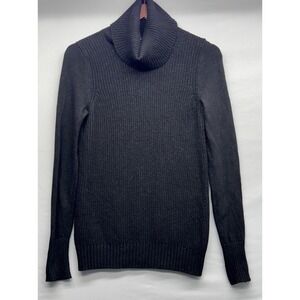 Banana Republic Ribbed Merino Wool Blend Black Turtleneck Sweater Womens Size XS